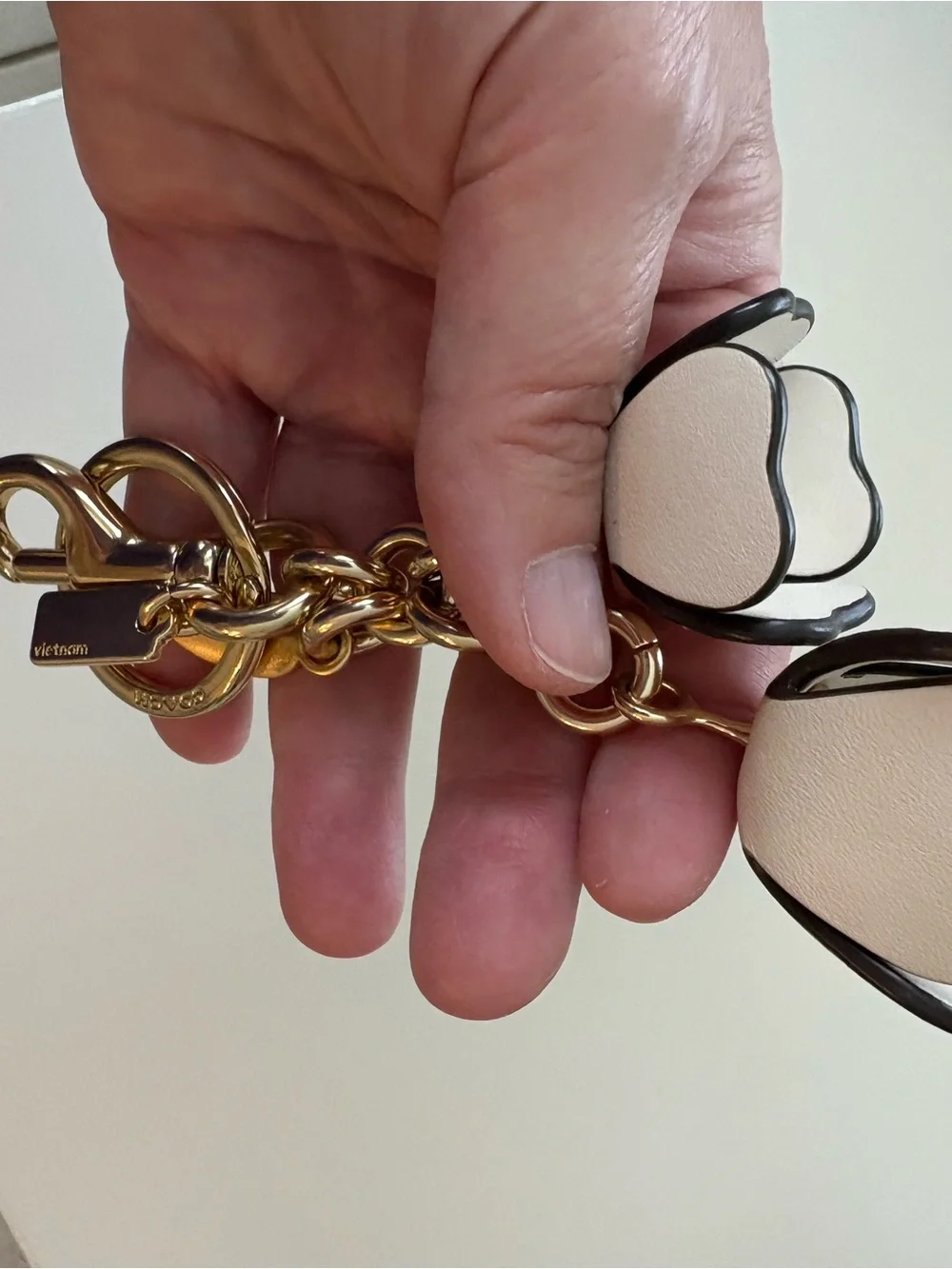 Coach Essential Tea Rose Bag Charm in gold and chalk - Picture 5 of 6